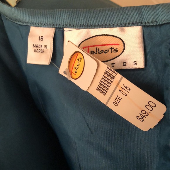 Talbots teal silk suit size 16 jacket and size 16 petite skirt - Picture 9 of 10